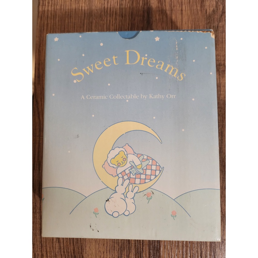 Sweet Dreams Ceramic Collectible by Kathy Orr Teddy Bear Moon Night Light